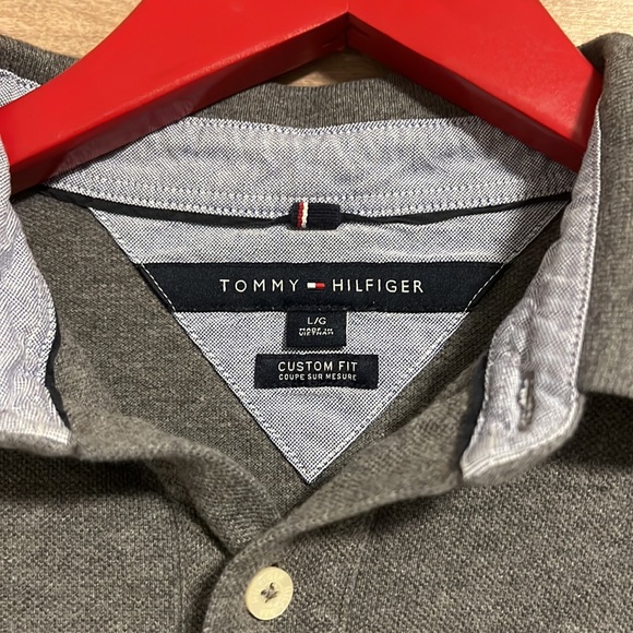 TOMMY HILFIGER Cotton Polo Shirt Short Sleeve Gray Size Large - Picture 4 of 5